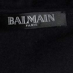 Pre Owned Balmain Black Cotton Logo T-Shirt S