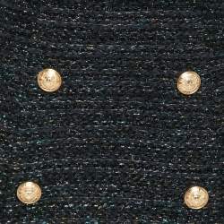 Pre Owned Balmain Black Tweed Chain Strap Mini Dress M