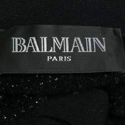 Pre Owned Balmain Black Tweed Chain Strap Mini Dress M