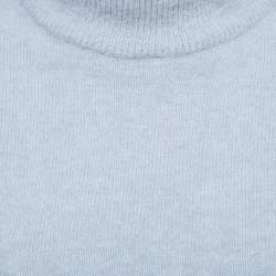 Balmain Blue Angora Turtle Neck Cropped Sweater M