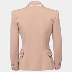Pre Owned Balmain Beige Canvas Double Breasted Blazer M