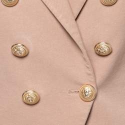 Pre Owned Balmain Beige Canvas Double Breasted Blazer M