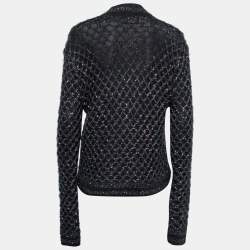 Pre Owned Balmain Black Knit Sequin Embellished Cardigan M