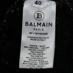 Pre Owned Balmain Black Knit Sequin Embellished Cardigan M