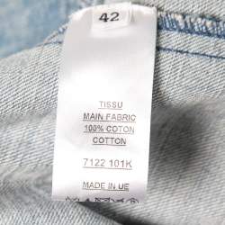 Pre Owned Balmain Iconic Blue Denim Quilted Gold Button Jacket L