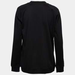 Pre Owned Balmain Black Logo Print Cotton Sweatshirt L