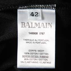 Pre Owned Balmain Black Logo Print Cotton Sweatshirt L