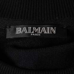 Pre Owned Balmain Black Logo Print Cotton Sweatshirt L