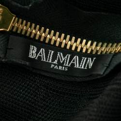 Pre Owned Balmain Black Knit Crocodile Effect Long Dress XS