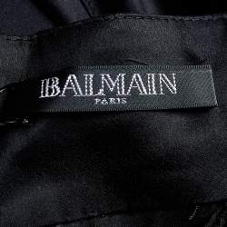 Pre Owned Balmain Black Silk Bow Detail Sleeveless Top M