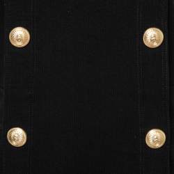 Pre Owned Balmain Black Button-Embellished Stretch-Knit Mini Dress L