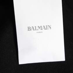Pre Owned Balmain Black Button-Embellished Stretch-Knit Mini Dress L