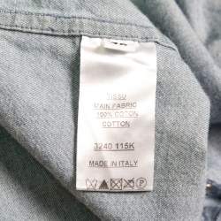 Pre Owned Balmain Blue Stonewashed Denim Quilted Dress L 