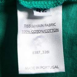 Pre Owned Balmain Green Logo Print Cotton Button Detail Tank Top L