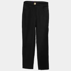 Balmain Black Crepe High-Rise Straight Trouser M