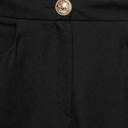 Balmain Black Crepe High-Rise Straight Trouser M
