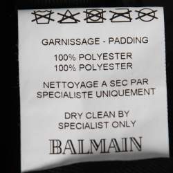 Pre Owned Balmain Black Synthetic Gold Zipper Detail Quilted Jacket M