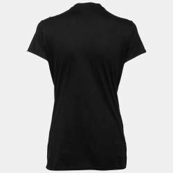 Pre Owned Balmain Black Rhinestone-Embellished Cotton T-Shirt L