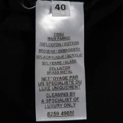 Balmain Black Pearl & Rhinestone Embellished Cotton T-Shirt M