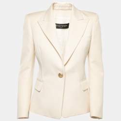 Pre Owned Balmain Cream Wool Gold One-Button Blazer M