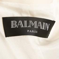 Pre Owned Balmain Cream Wool Gold One-Button Blazer M
