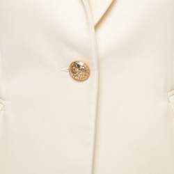 Pre Owned Balmain Cream Wool Gold One-Button Blazer M