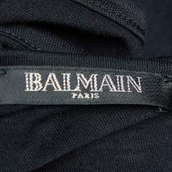 Pre Owned Balmain Black  Logo Printed Cotton Knit Tank Top S