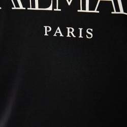 Pre Owned Balmain Black  Logo Printed Cotton Knit Tank Top S