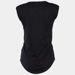 Pre Owned Balmain Black  Logo Printed Cotton Knit Tank Top S