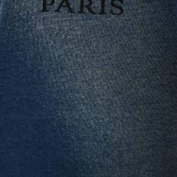 Pre Owned Balmain Blue Faded Denim Cotton Knit Distressed T-Shirt M