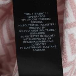 Pre Owned Balmain Pink Jacquard Lurex Knit Mock Neck Crop Top L