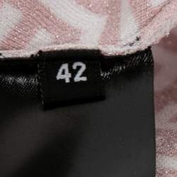 Pre Owned Balmain Pink Jacquard Lurex Knit Mock Neck Crop Top L