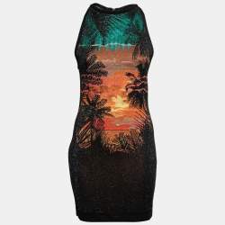 Pre Owned Balmain Black Intarsia Lurex Knit Sleeveless Bodycon Dress M