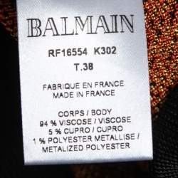 Pre Owned Balmain Black Intarsia Lurex Knit Sleeveless Bodycon Dress M