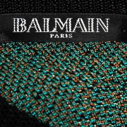 Pre Owned Balmain Black Intarsia Lurex Knit Sleeveless Bodycon Dress M