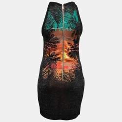 Pre Owned Balmain Black Intarsia Lurex Knit Sleeveless Bodycon Dress M