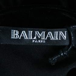 Pre Owned Balmain Black Velvet Long Sleeve Bodysuit L