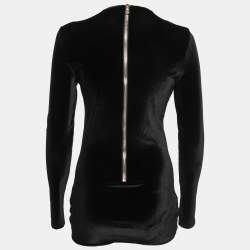 Pre Owned Balmain Black Velvet Long Sleeve Bodysuit L