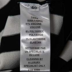 Pre Owned Balmain Monochrome Striped Knit Long Sleeve Top M