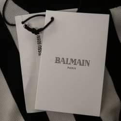 Pre Owned Balmain Monochrome Striped Knit Long Sleeve Top M