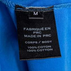 Balmain Blue Jersey Button Detail Sleeveless Top M