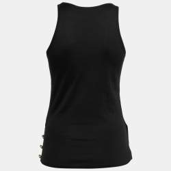 Pre Owned Balmain Black Jersey V-Neck Faux Wrap Top S