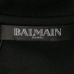 Pre Owned Balmain Black Jersey V-Neck Faux Wrap Top S