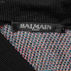 Balmain Multicolor Floral Jacquard Knit Long Sleeve Dress S