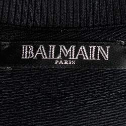 Pre Owned Balmain Black Logo Printed Cotton Sweatshirt M