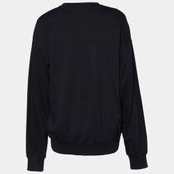 Pre Owned Balmain Black Logo Printed Cotton Sweatshirt M