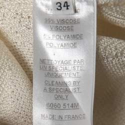 Balmain Cream Jacquard Stretch Knit Lace-Up Detail Bodycon Dress S