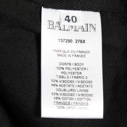 Balmain Purple Sequined Frayed Belted Blazer M