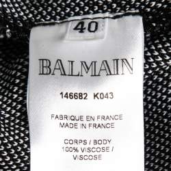 Balmain Black Striped Knit Long Open Cardigan M