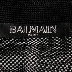 Balmain Black Striped Knit Long Open Cardigan M